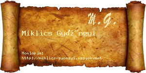 Miklics Gyöngyi névjegykártya